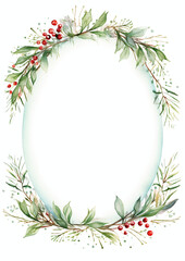 christmas frame with branches and berries