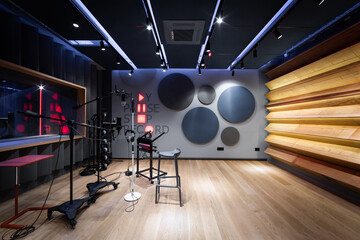 Large empty recording studio interior - obrazy, fototapety, plakaty