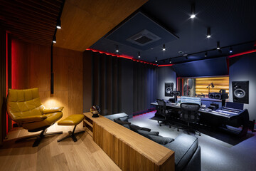 Modern luxury recording studio interior