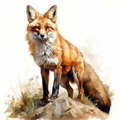 Fototapeta premium watercolor fox clipart, Generative Ai
