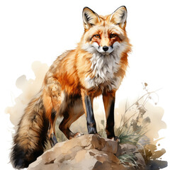 Fototapeta premium watercolor fox clipart, Generative Ai