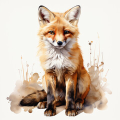 Fototapeta premium watercolor fox clipart, Generative Ai