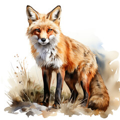 watercolor fox clipart, Generative Ai