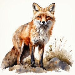 Fototapeta premium watercolor fox clipart, Generative Ai