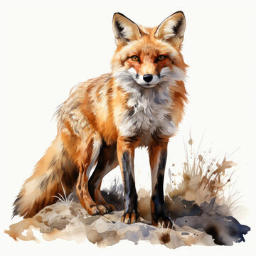 recommend clip art: watercolor fox clipart, Generative Ai