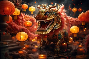 Obraz premium Chinese new year celebration festival with Chinese dragon