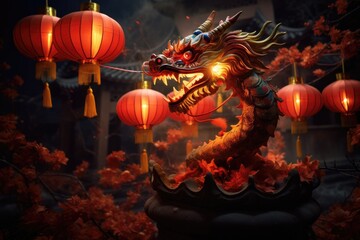 Chinese new year celebration festival with Chinese dragon