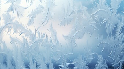 Fototapeta na wymiar Intricate Frost Patterns Adorn a Winter Windowpane - Captivating Ice Crystals and Cold Weather Aesthetics