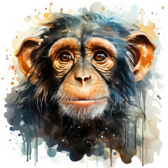 watercolor Monkey clipart, Generative Ai