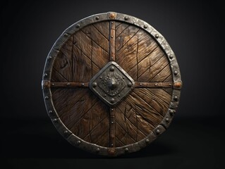 Medieval Wooden Shield with War Torn Mark