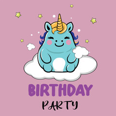 Birthday party card Unicorn