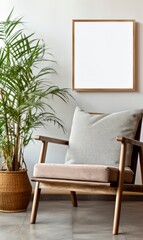 Interior, boho style, with artwork template