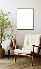 Interior, boho style, with artwork template