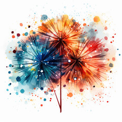 watercolor Fireworks Garland clipart, Generative Ai