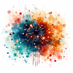 watercolor Fireworks Garland clipart, Generative Ai