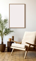 Interior, boho style, with artwork template