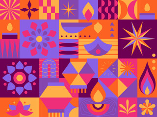 Diwali festival of lights. Happy Diwali background. Vector illustration. Celebration with candle. Indian holiday greeting card