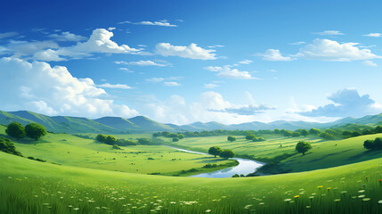 natural scenic panorama green field