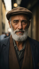portrait of a thin bearded old man from Italia