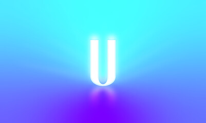 glowing letters initials reflections rays of light turquoise background