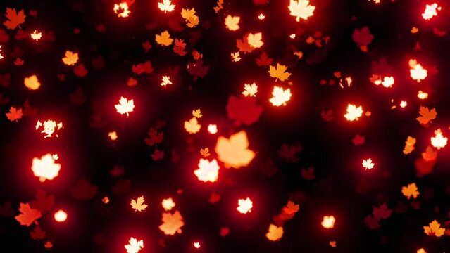 Abstract Glowing Embers Reflective Autumn Leaves Falling Loop
