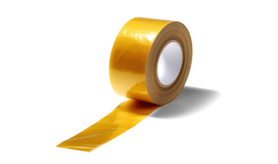 yellow insulating adhesive tape scotch, png file of isolated cutout object with shadow on transparent background.