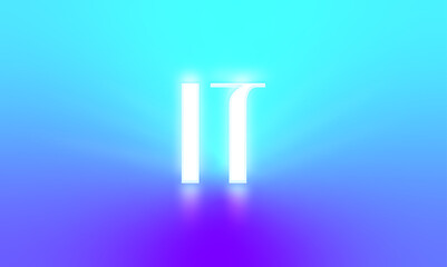 Glowing letters initials reflections rays of light turquoise background