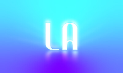 Glowing letters initials reflections rays of light turquoise background