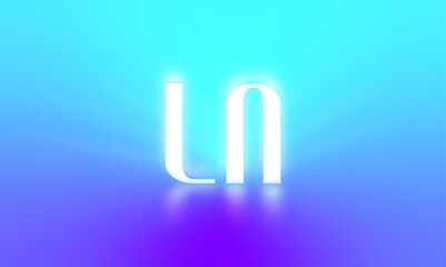 glowing letters initials reflections rays of light turquoise background