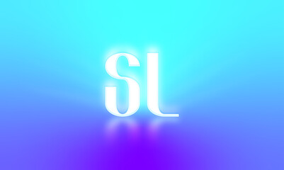 glowing letters initials reflections rays of light turquoise background