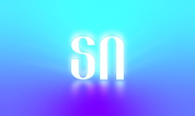 glowing letters initials reflections rays of light turquoise background