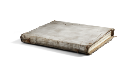 old shabby book, png file of isolated cutout object with shadow on transparent background.
