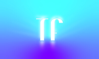 glowing letters initials reflections rays of light turquoise background