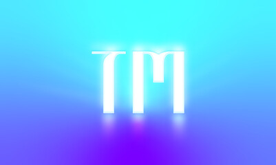 glowing letters initials reflections rays of light turquoise background