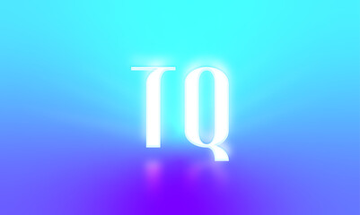 glowing letters initials reflections rays of light turquoise background