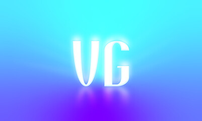 Glowing letters initials reflections rays of light turquoise background