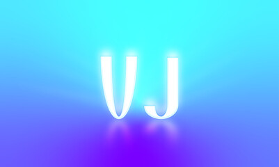 glowing letters initials reflections rays of light turquoise background