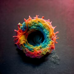 supernova explosion spur gear shape it is attracted by a black hole plasticine clay colorfull 8K 