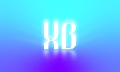 glowing letters initials reflections rays of light turquoise background