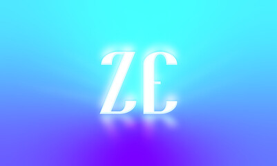 glowing letters initials reflections rays of light turquoise background