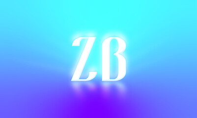 glowing letters initials reflections rays of light turquoise background