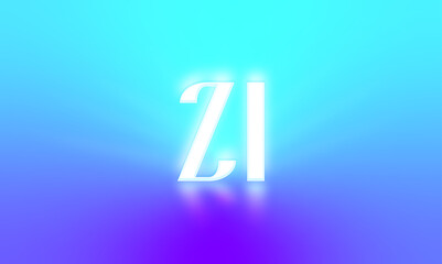 glowing letters initials reflections rays of light turquoise background