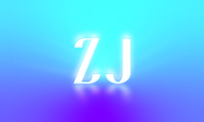 glowing letters initials reflections rays of light turquoise background