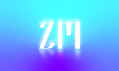 glowing letters initials reflections rays of light turquoise background