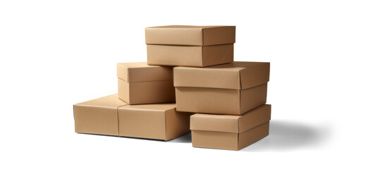 cardboard box warehouse mockup, png file of isolated cutout object with shadow on transparent background.