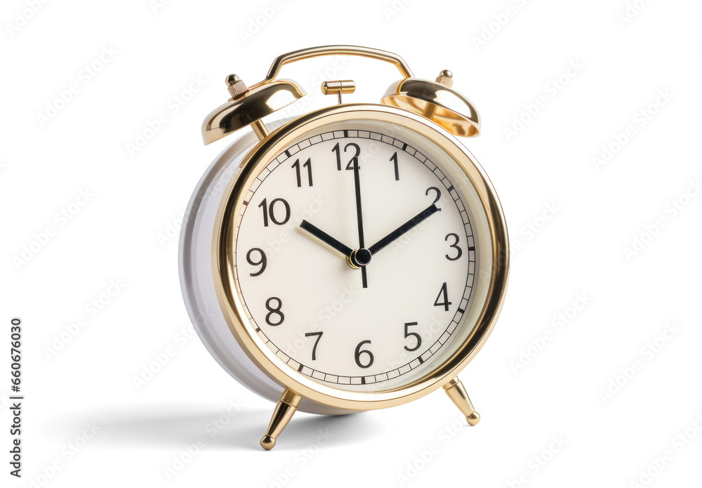 Wall mural simple desk alarm clock, png file of isolated cutout object with shadow on transparent background.