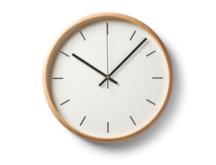 simple wall clock, png file of isolated cutout object with shadow on transparent background.