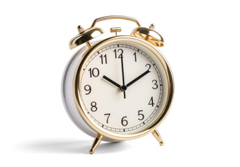 simple desk alarm clock, png file of isolated cutout object with shadow on transparent background.