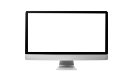 desktop computer screen mockup, png file of isolated cutout object with shadow on transparent background.
