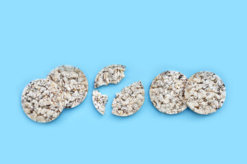 Round crispy rice crackers. Rice cakes